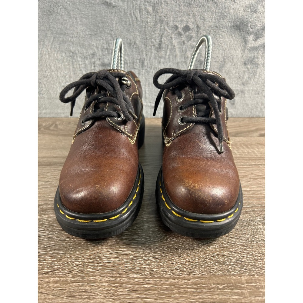 Dr Martens Brown Leather Lace Up Oxford Shoes Air Cushioned Sole Men Women Size4 - Picture 4 of 9